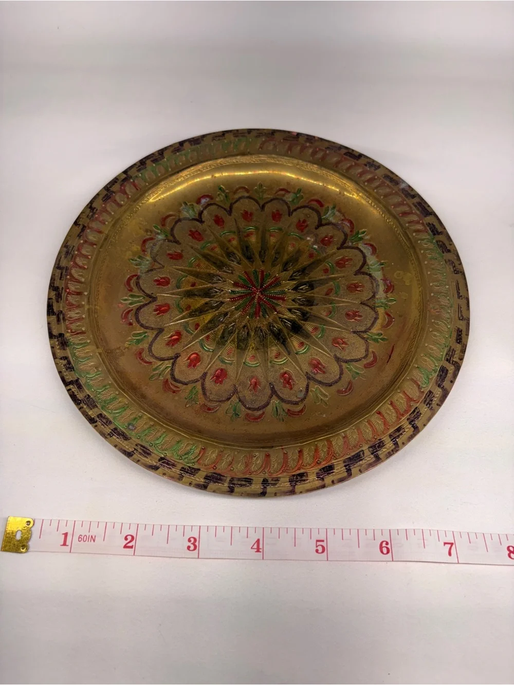 Decorative Gold-Tone Hand-Painted Serving Plate